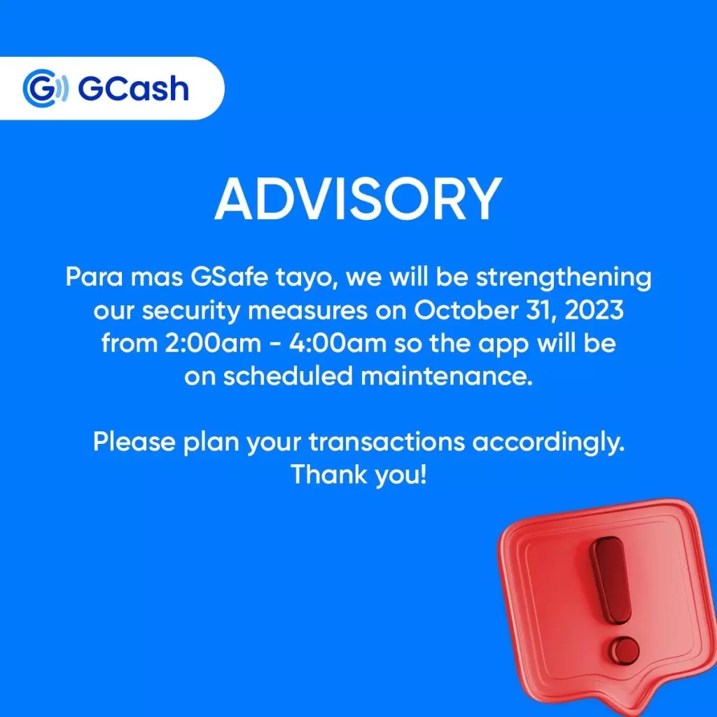 gcash advisory 31-10-23